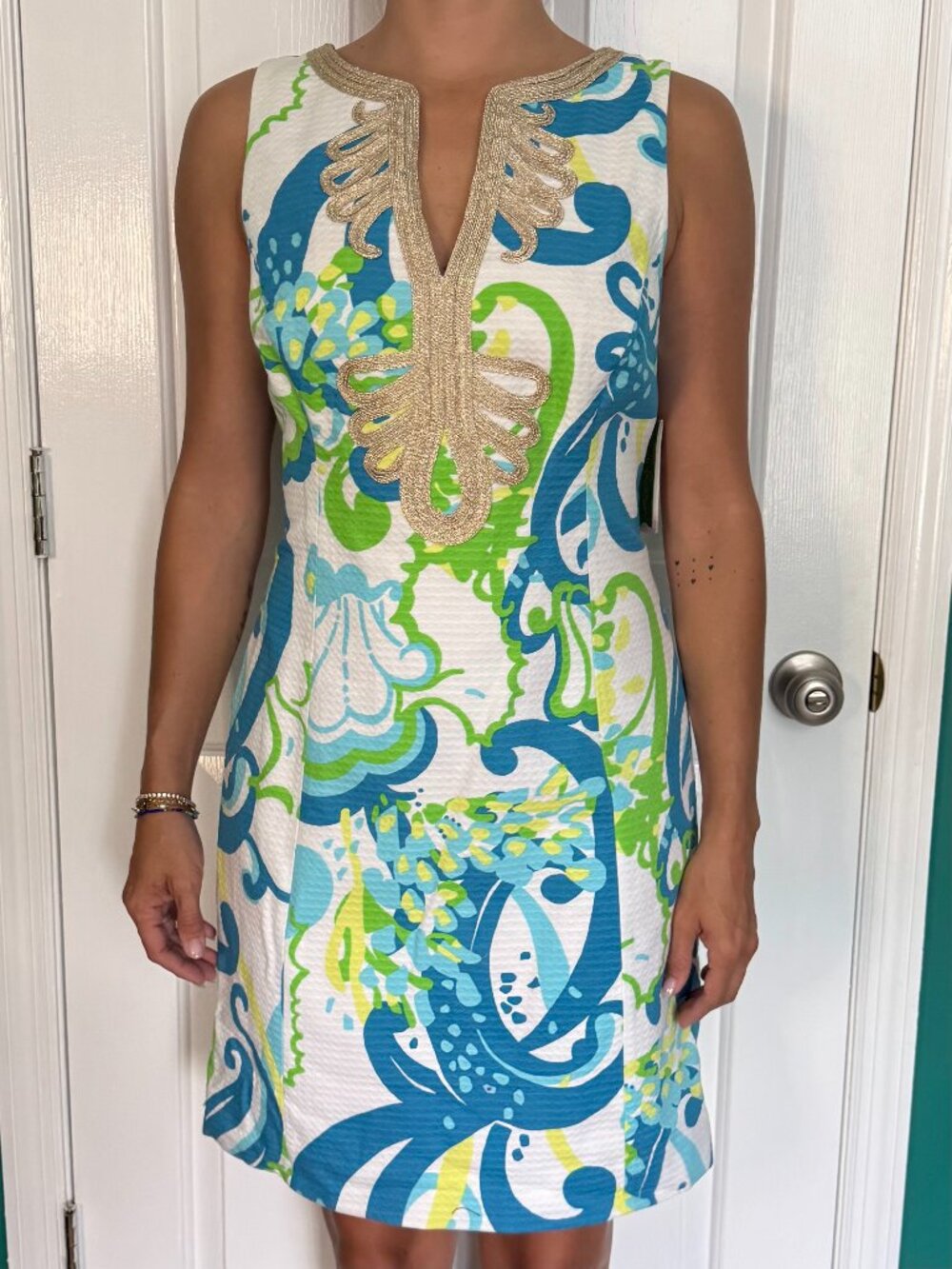 Lilly Pulitzer Janice Shift Dress Resort White Crystal Coast 10